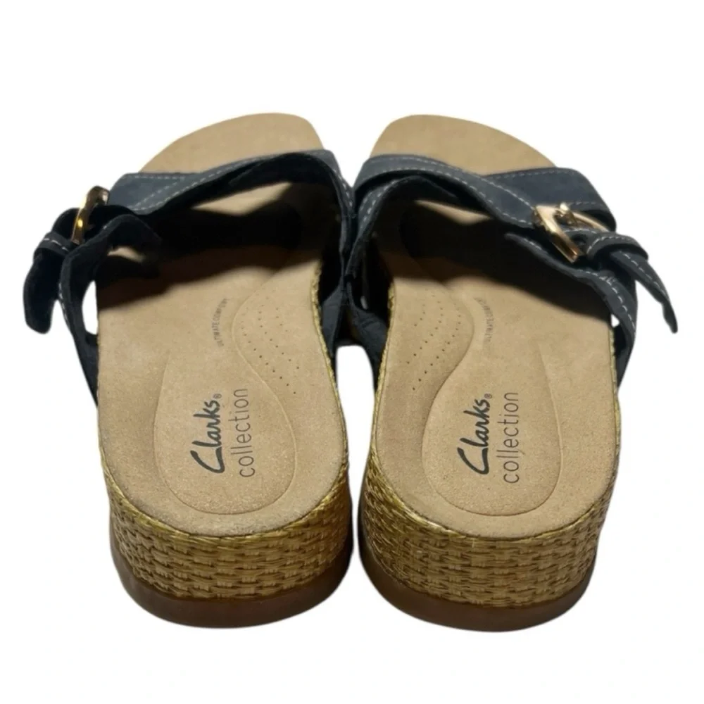 Clarks Reileigh May blue suede leather sandals size 9
